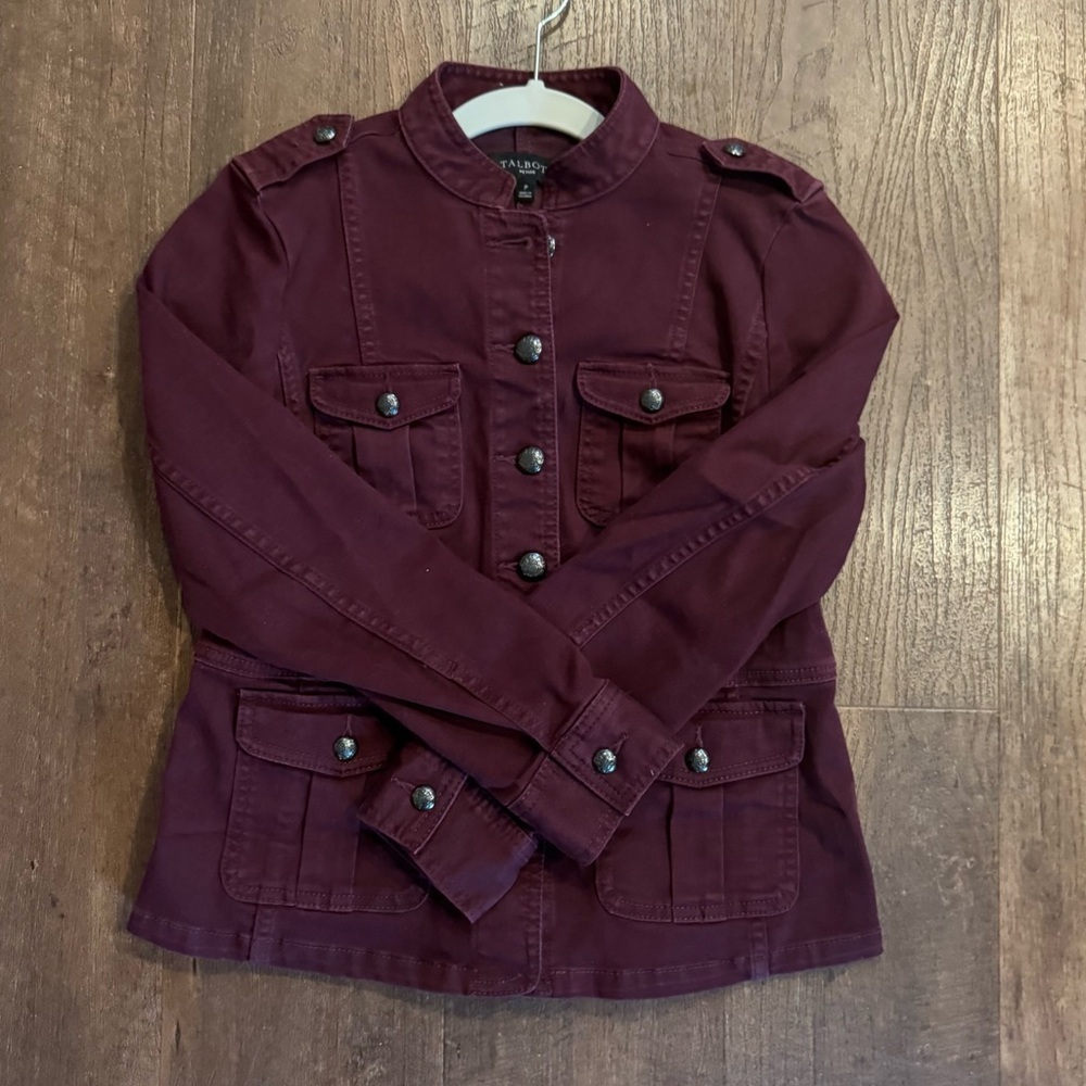 Talbots Maroon Military-Style Jacket - Size P